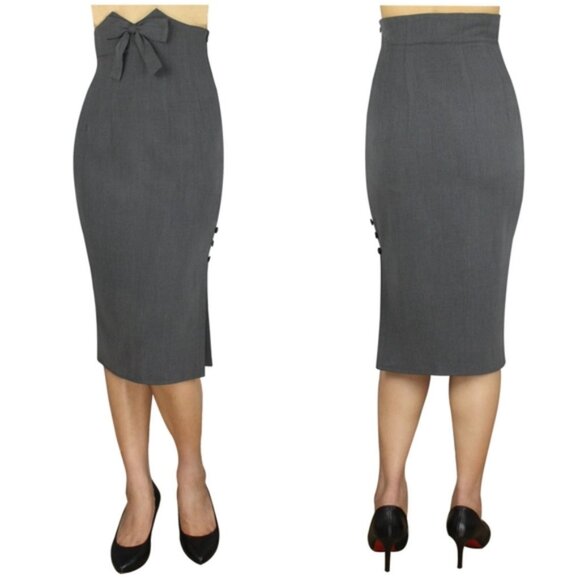 Plus Size Pin Up High Waist Pencil Skirt - Picture 1 of 6